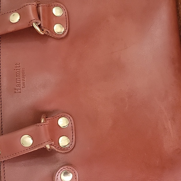 Hammitt Cognac Leather Brentwood Satchel Handbag with Gold Studs - Picture 10 of 16